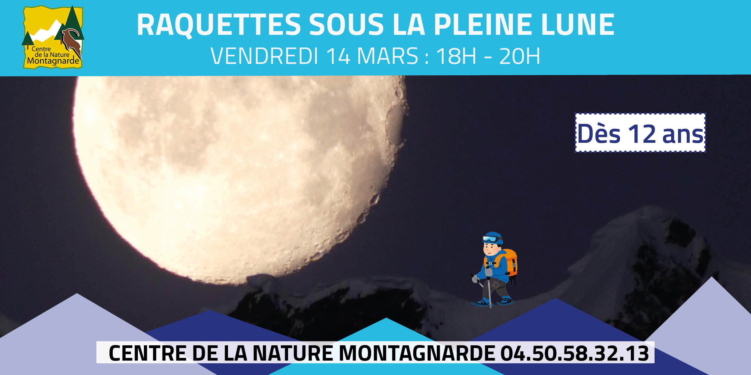 Raquettes sous la pleine lune